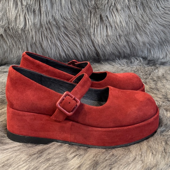 Camper Shoes - Camper Red Suede Platform Mary Janes Size 37